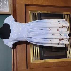 Hell Bunny Light Blue White Noel Winter Wonderland Christmas Dress Size Small